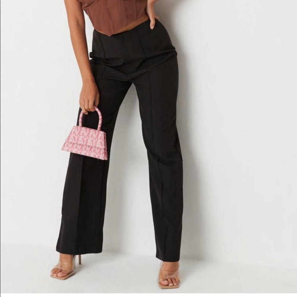 Misguided Petite black tailored pant